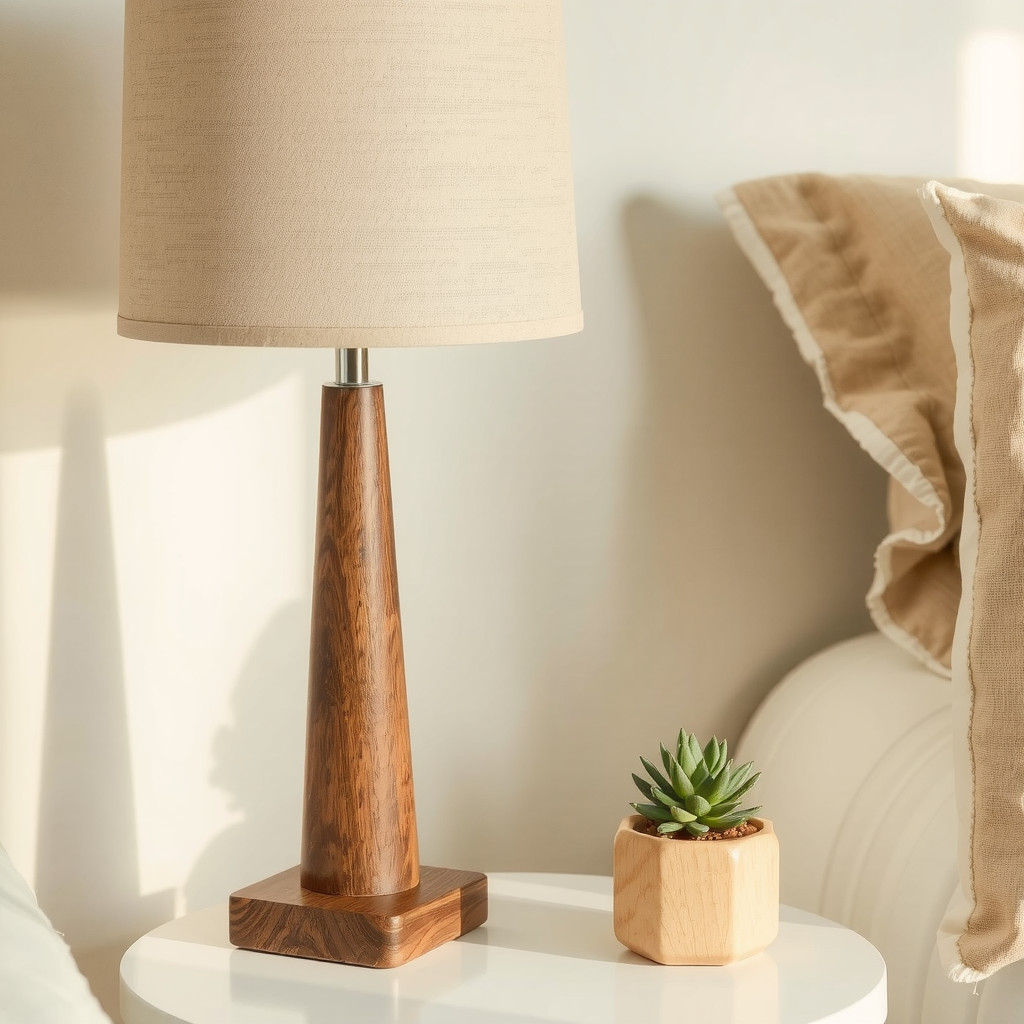 Table lamp with linen shade