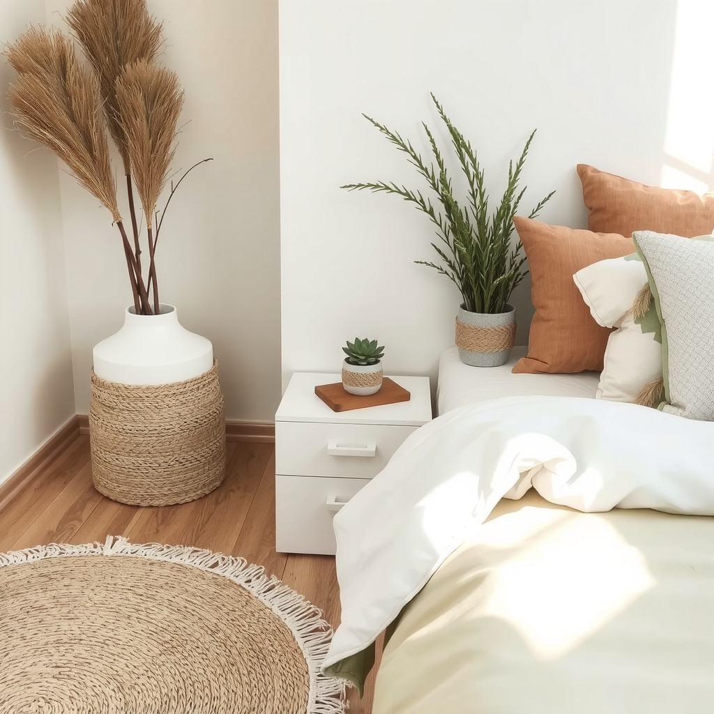 Succulent on bedside table