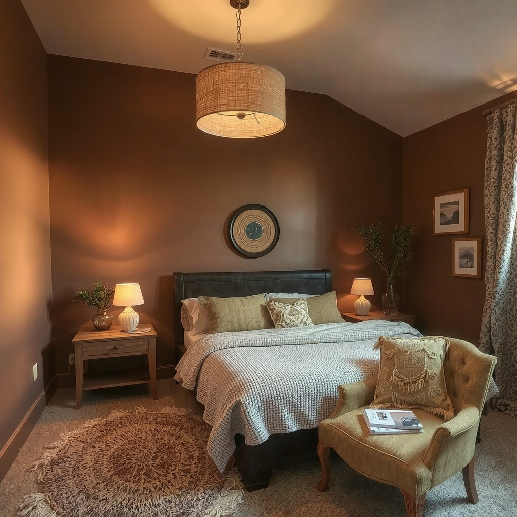 Warm layered bedroom lighting