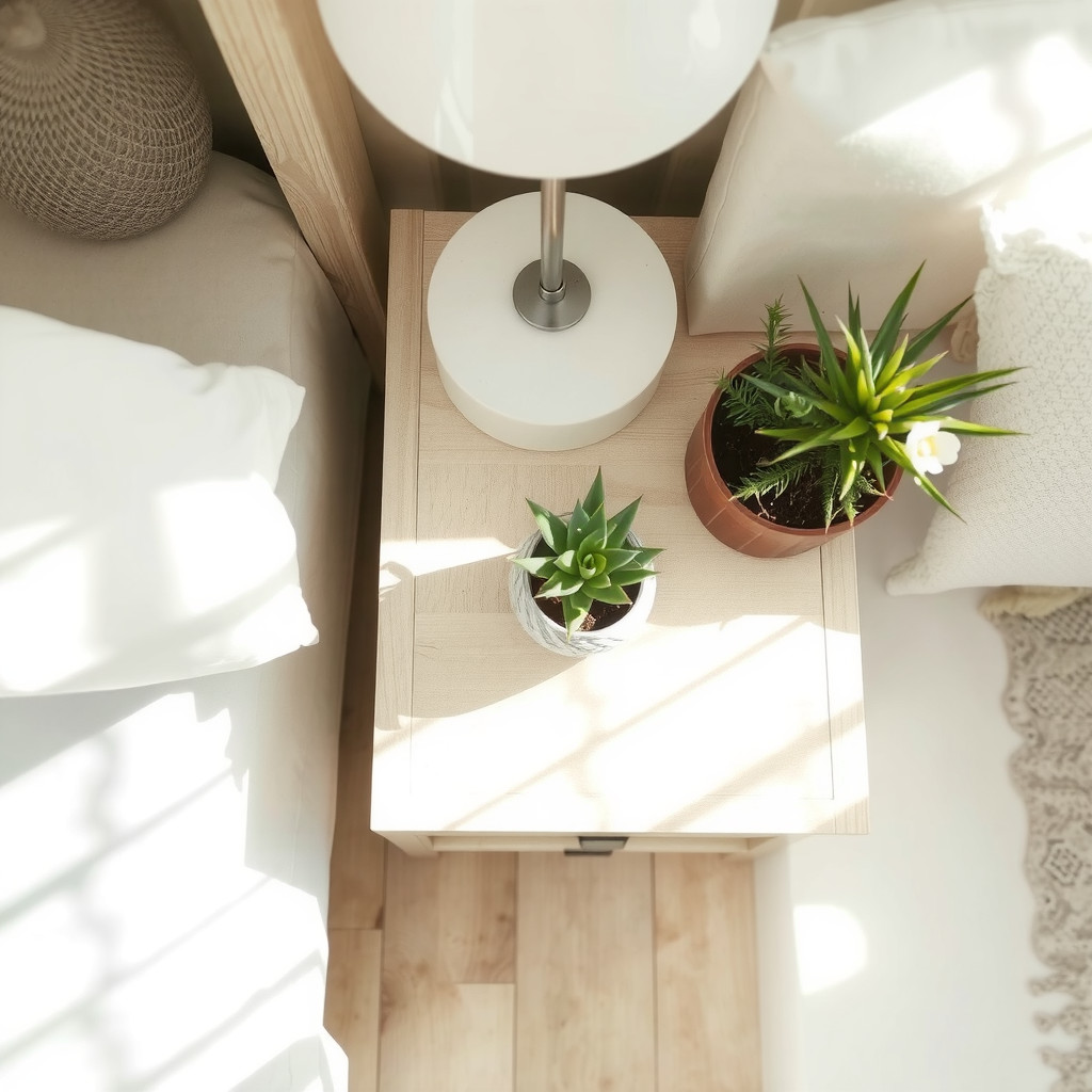 Succulent on a bedside table