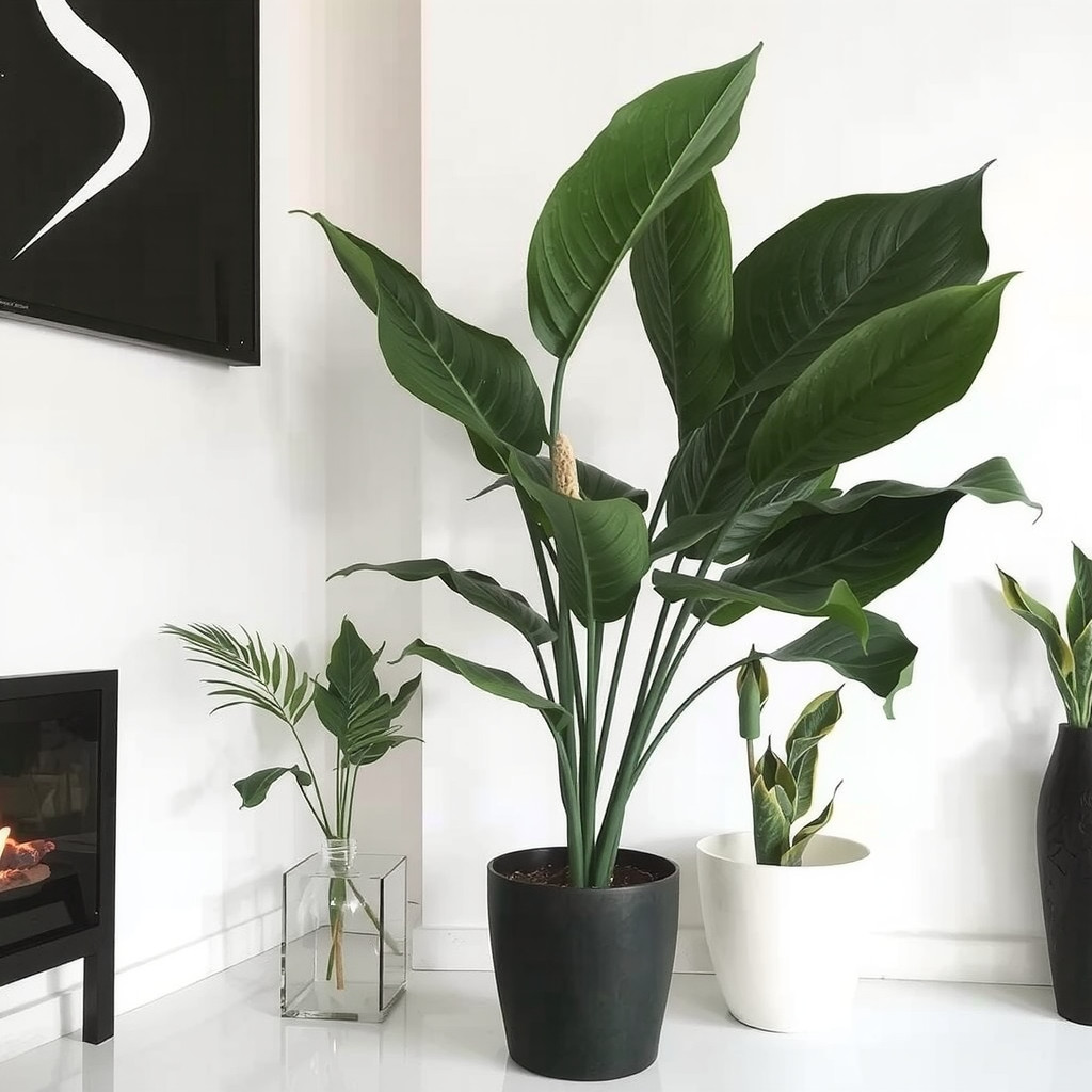 Statement piece with a large peace lily