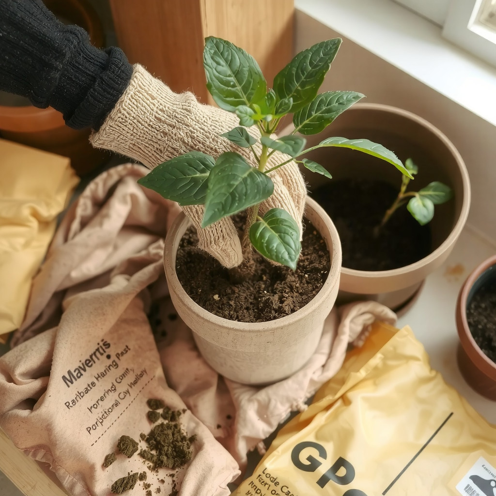 Repotting a plant
