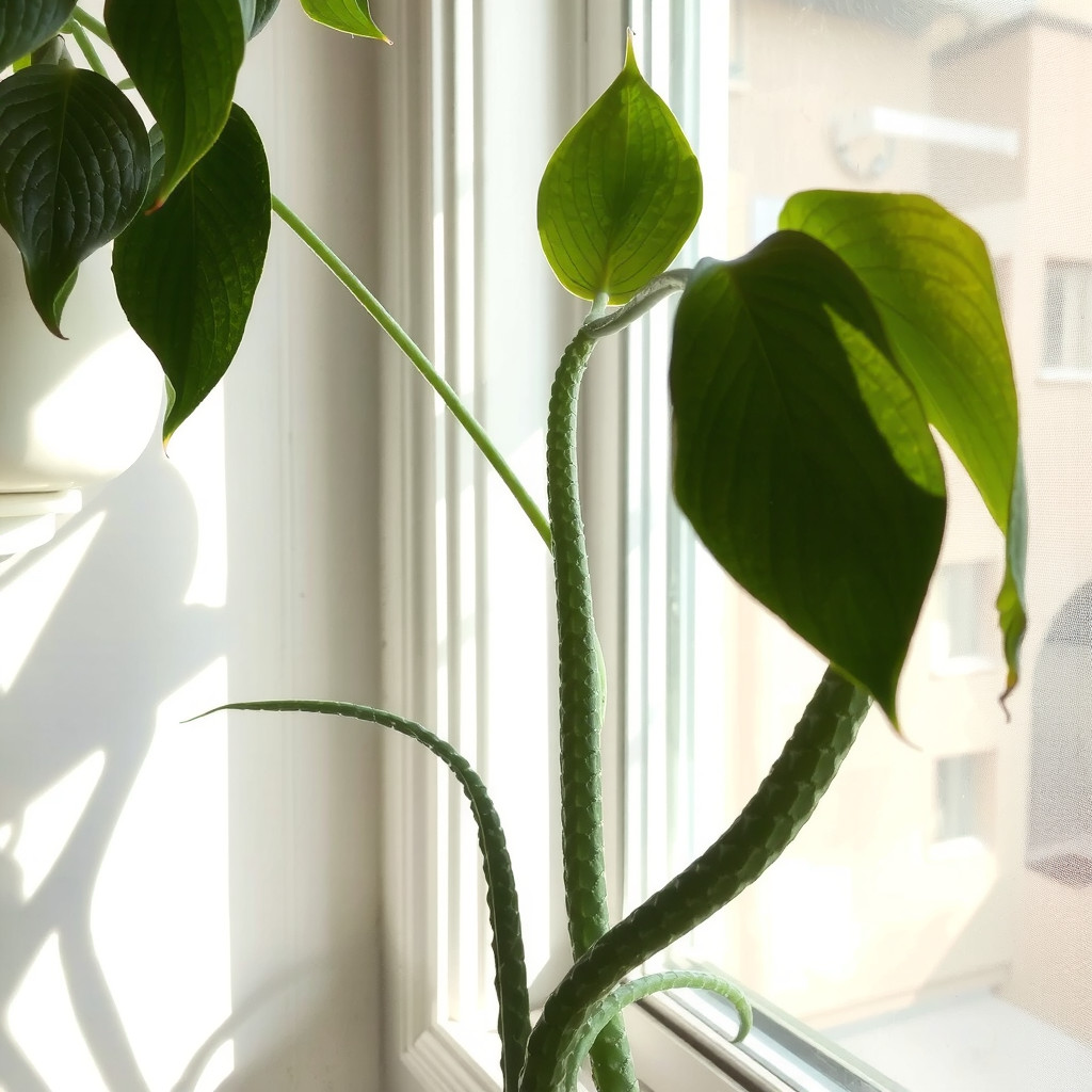 Snake plant on a windowsill