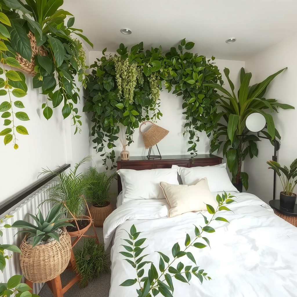 Greenery in a bedroom
