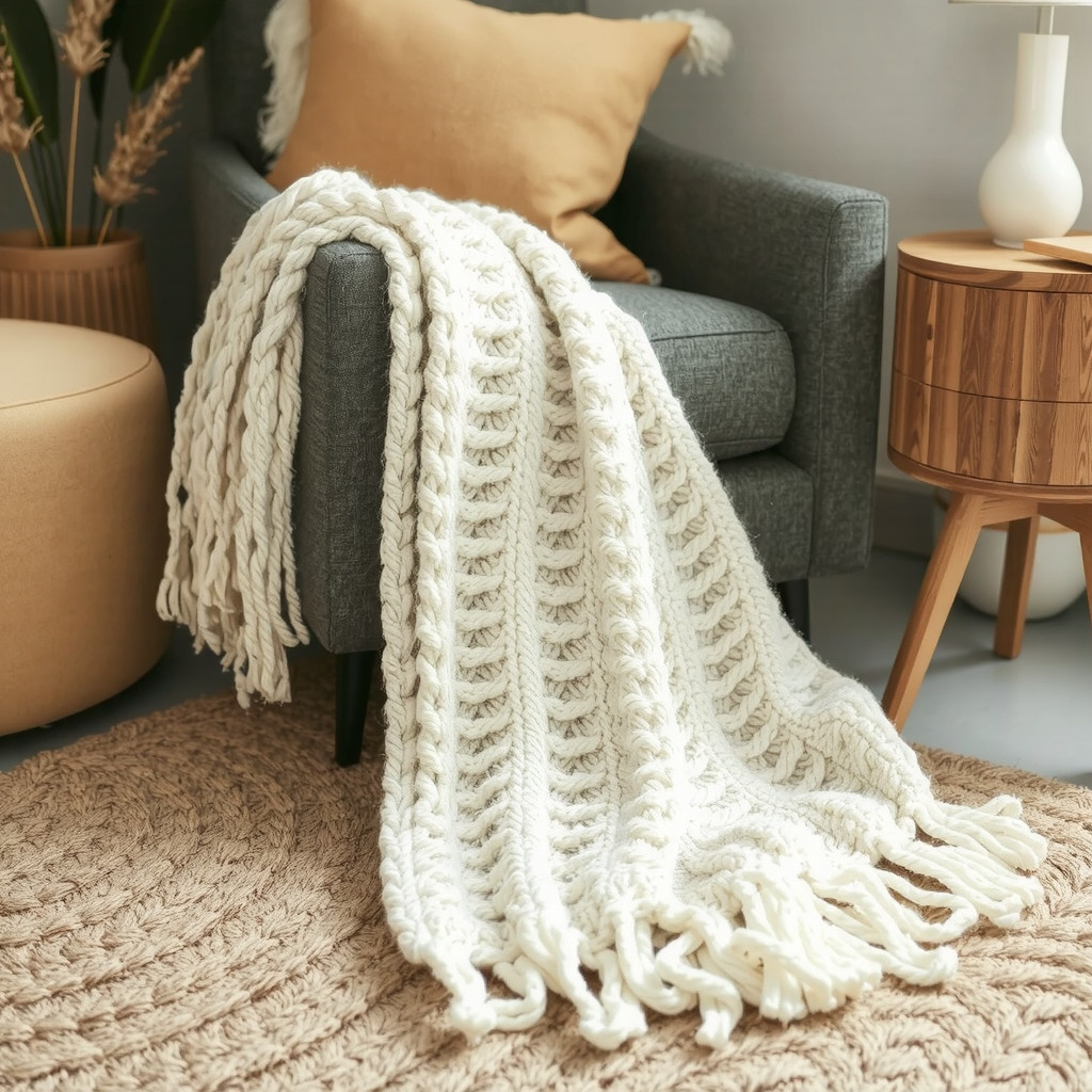 Close up of textured cushions on a sofa with a jute rug