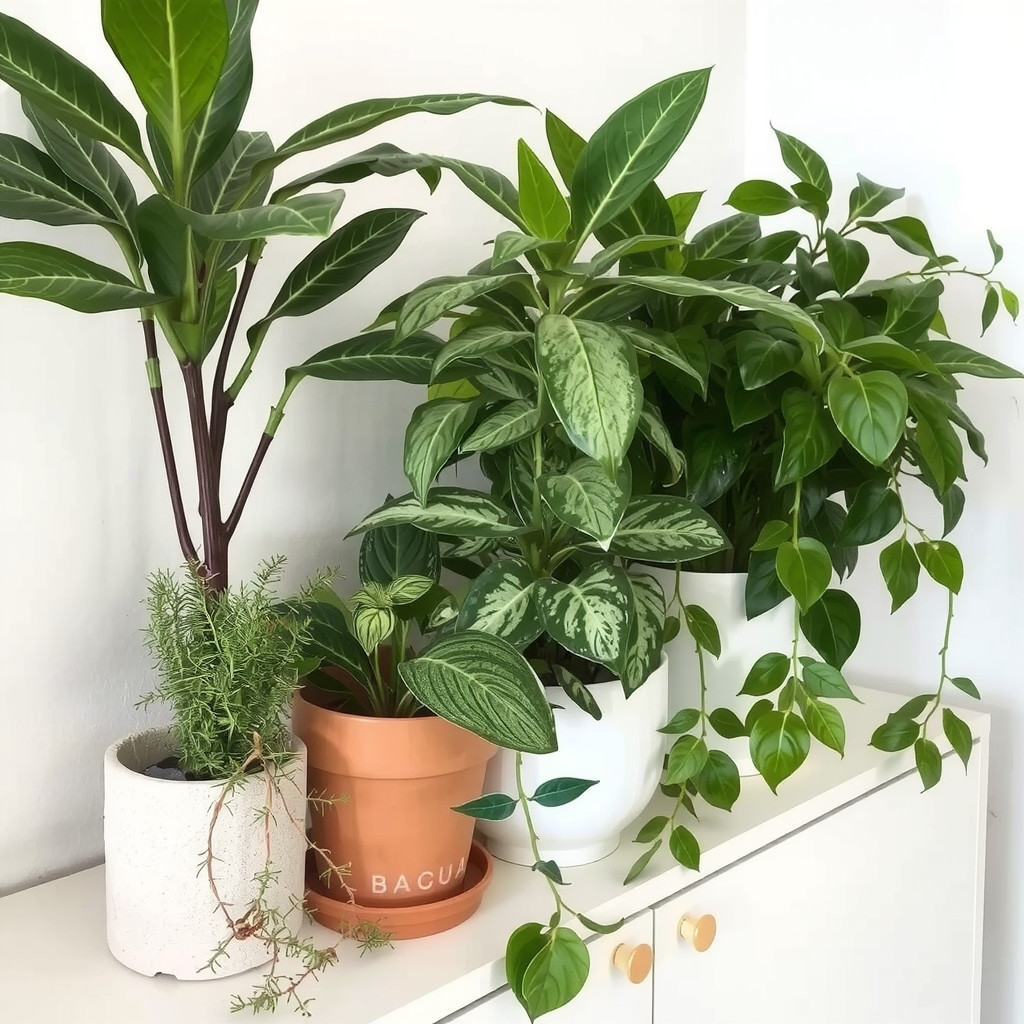 A curated collection of snake plants, ZZ plants, and pothos