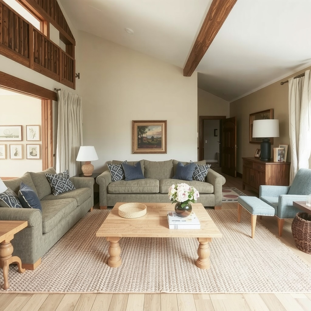 Living room with a sectional sofa and a pair of armchairs