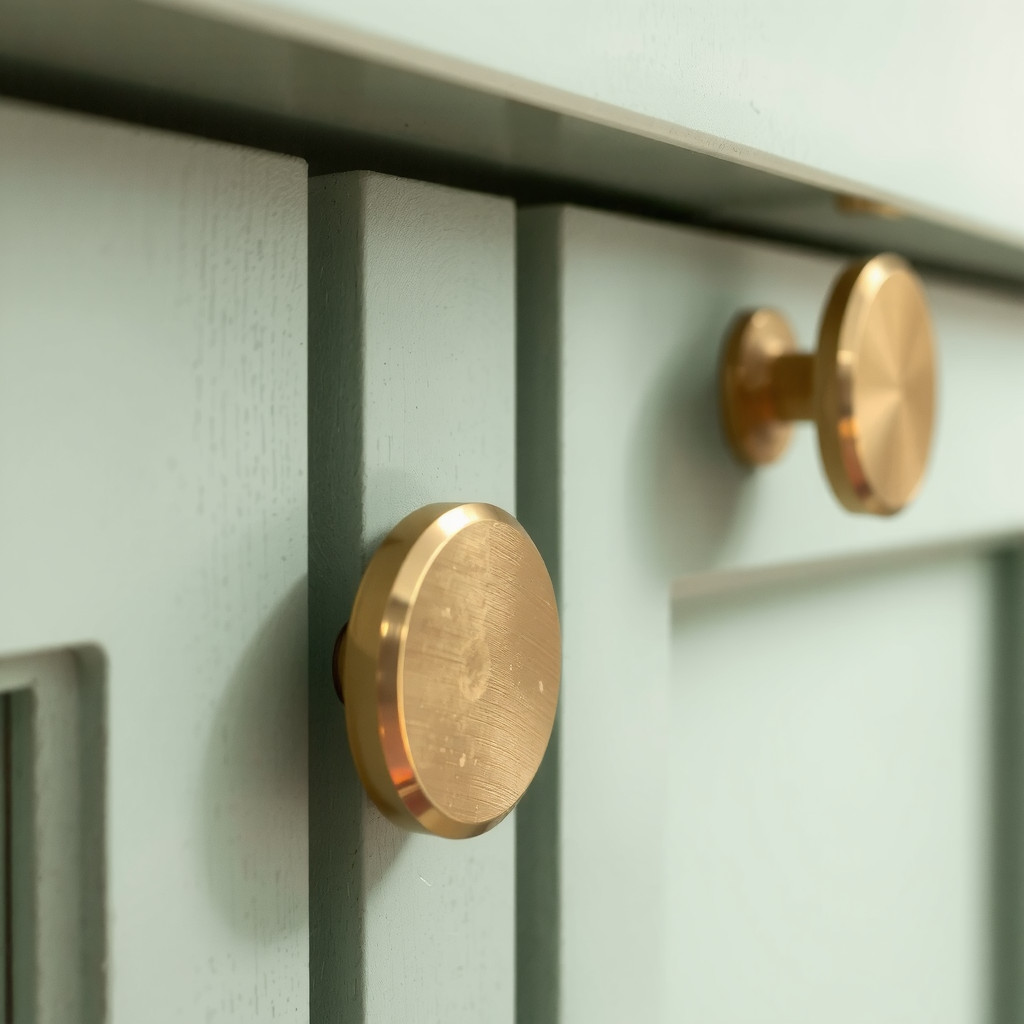 Close up of brass cabinet hardware