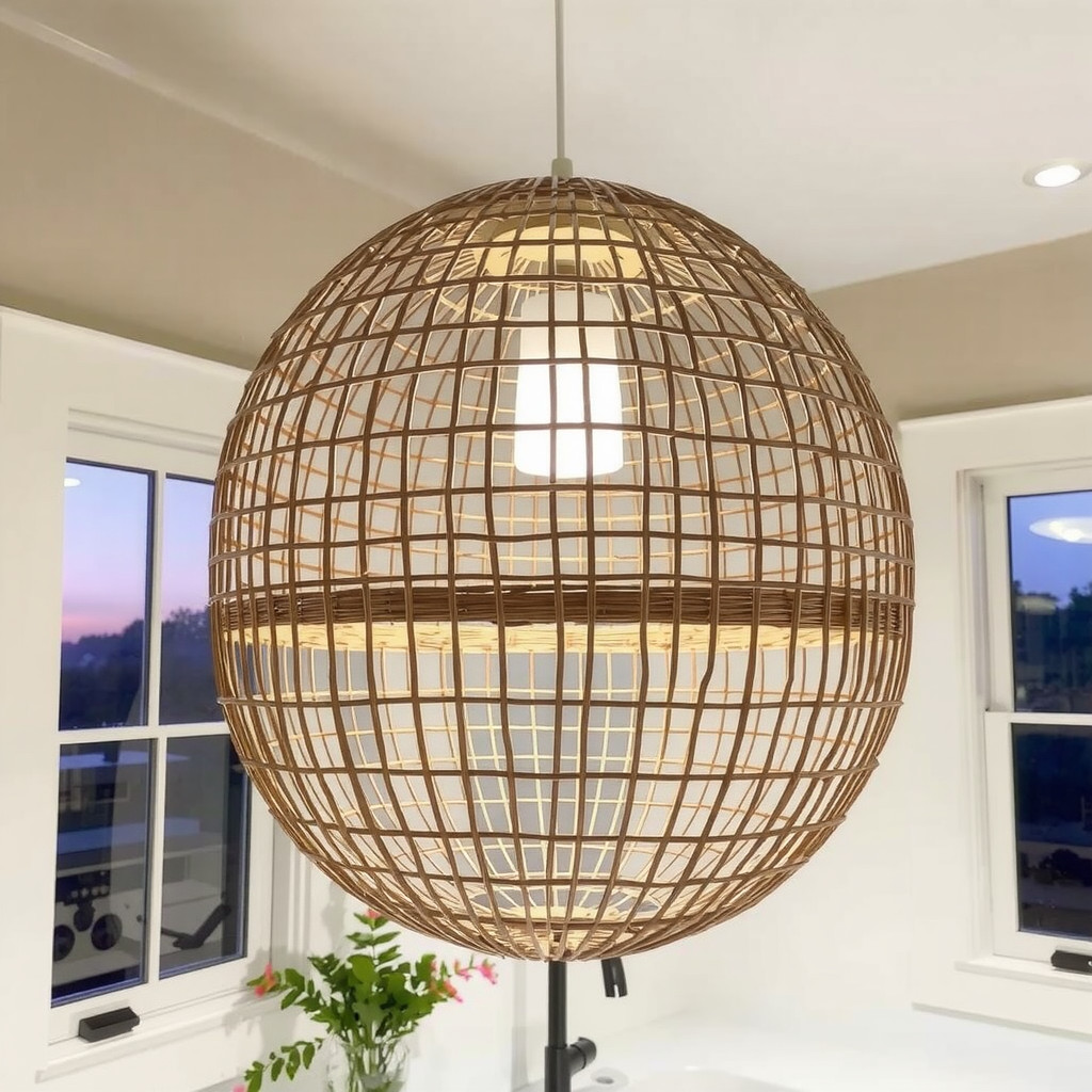 Warm pendant lighting over kitchen sink