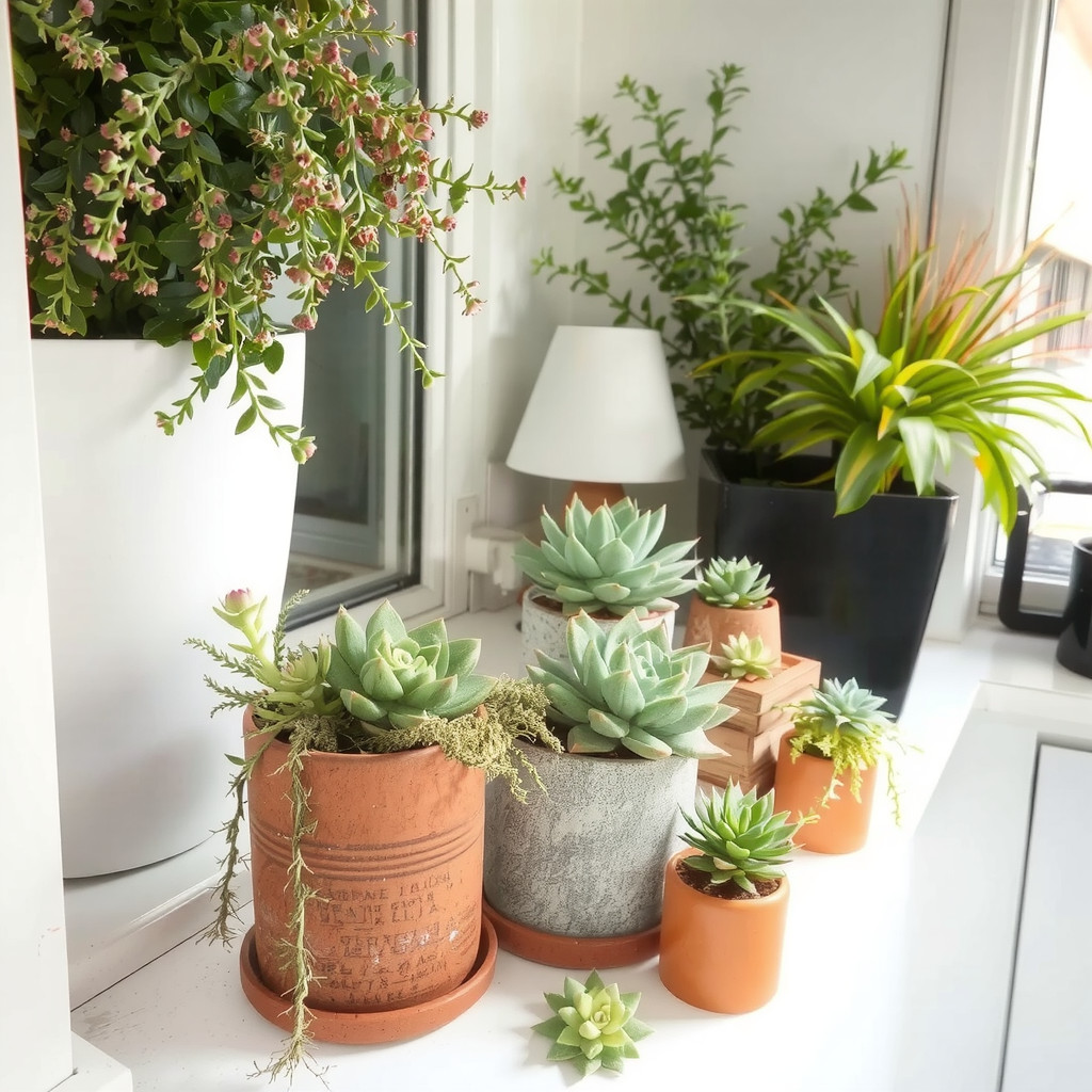 Succulents on a kitchen windowsill