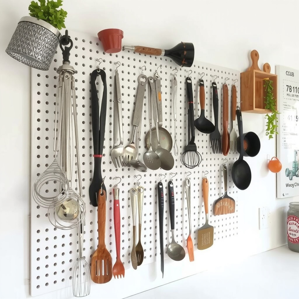 Pegboard in a kitchen