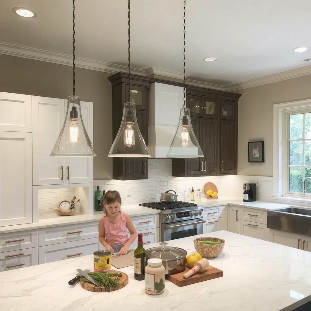 Layered lighting in a kitchen