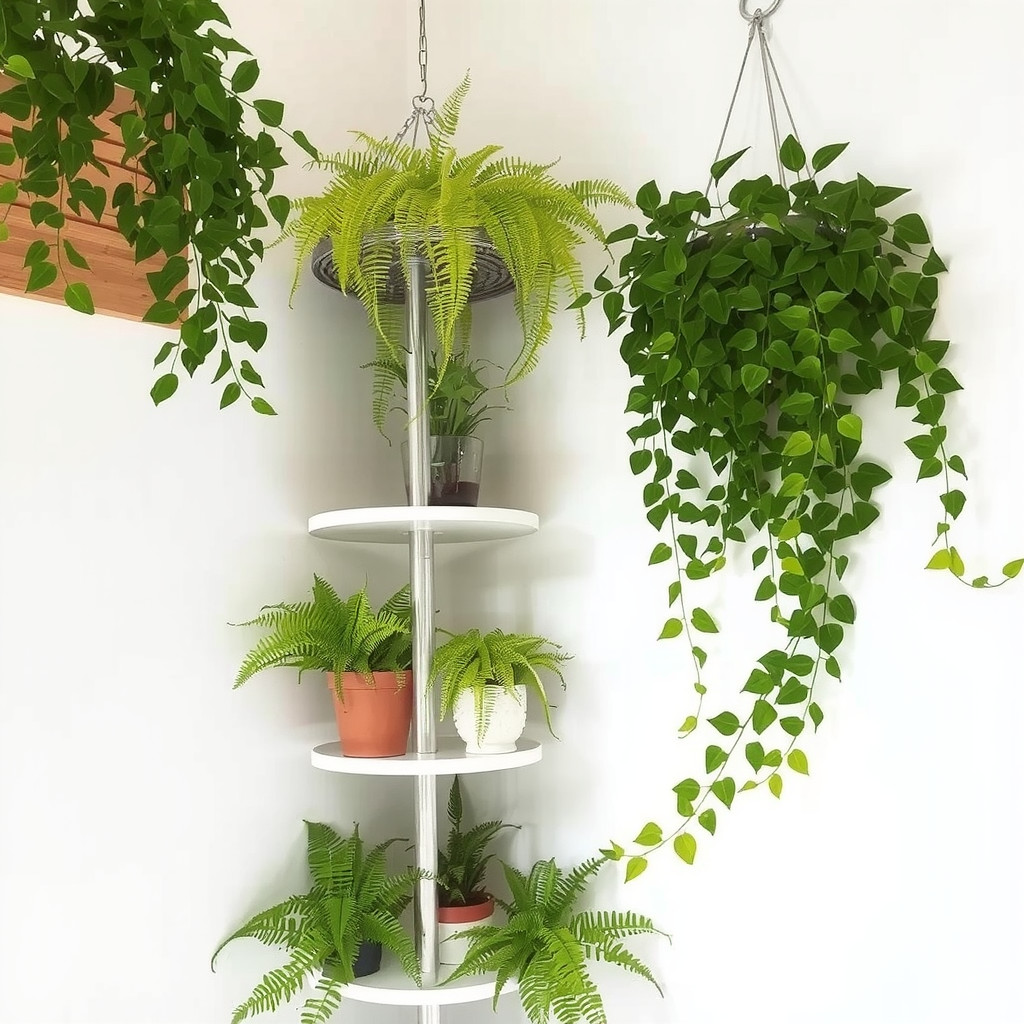 Vertical greenery and hanging plants