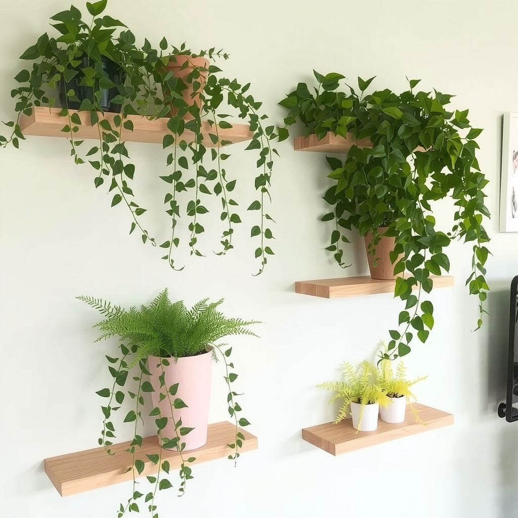 Wall mounted planters with greenery