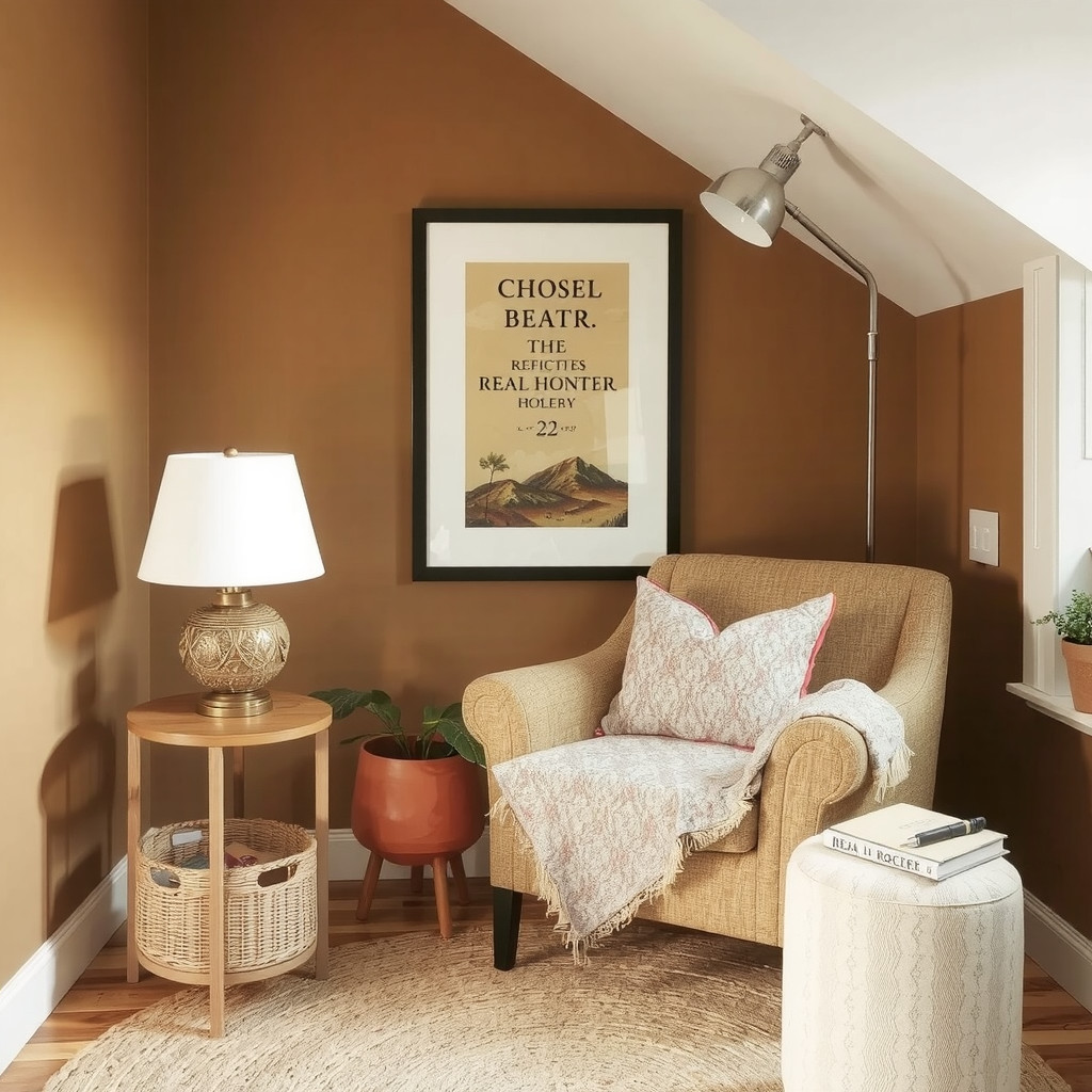 A table lamp and a floor lamp in a cozy reading nook