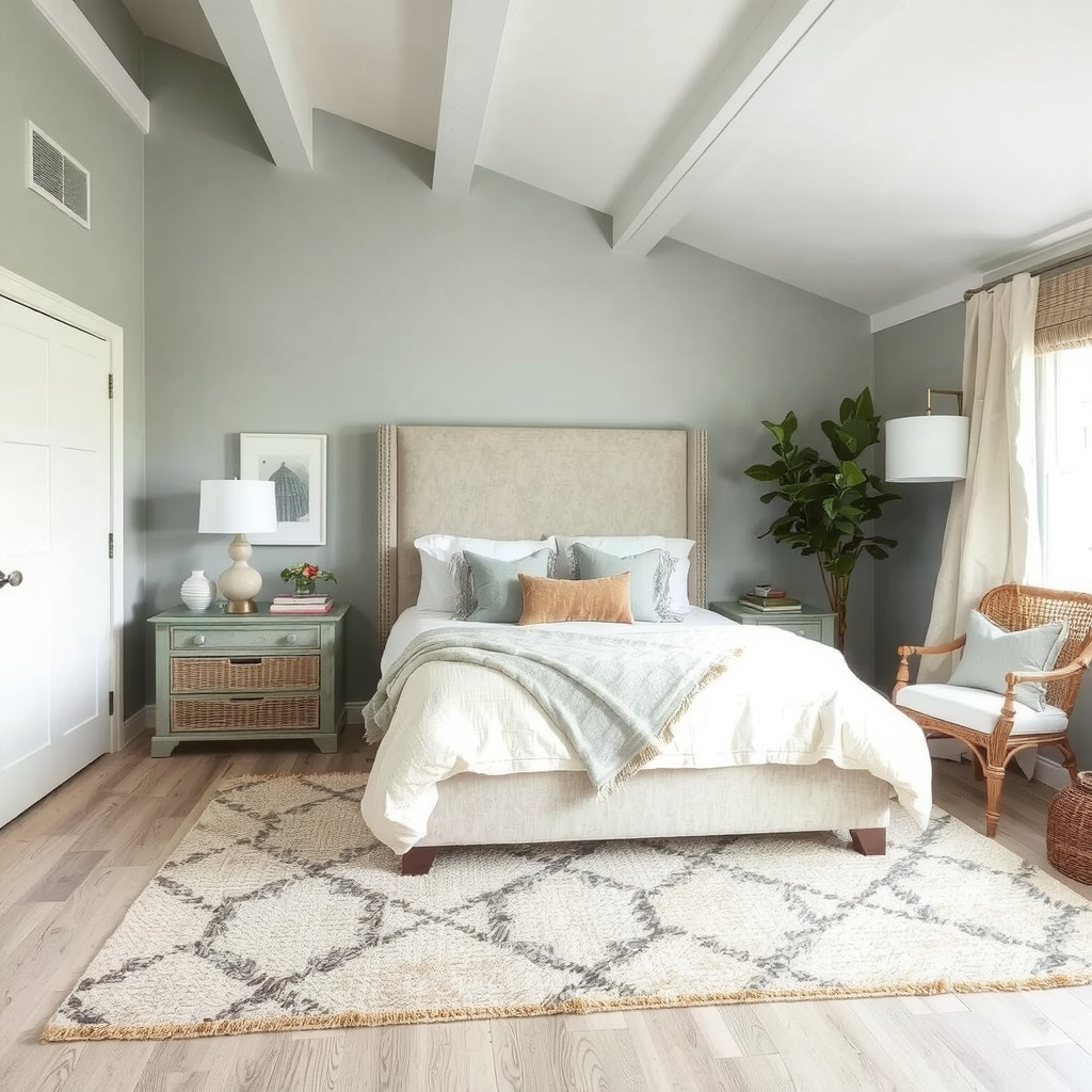 Bedroom with a statement headboard