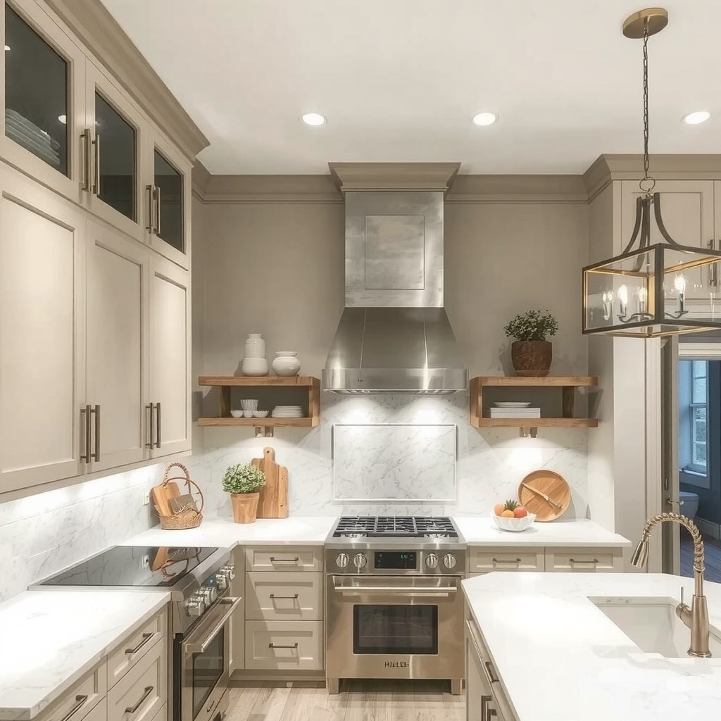 Kitchen with layered lighting