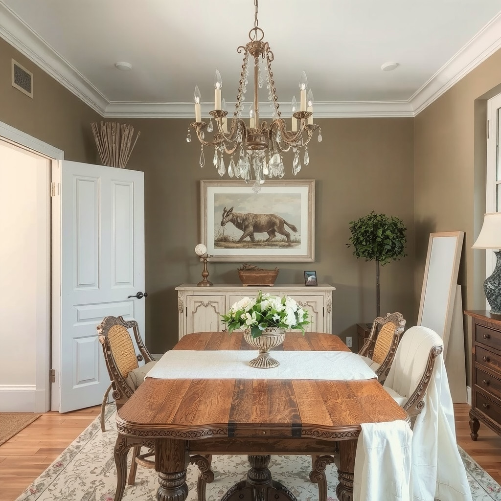 Vintage Chandelier in Dining Room