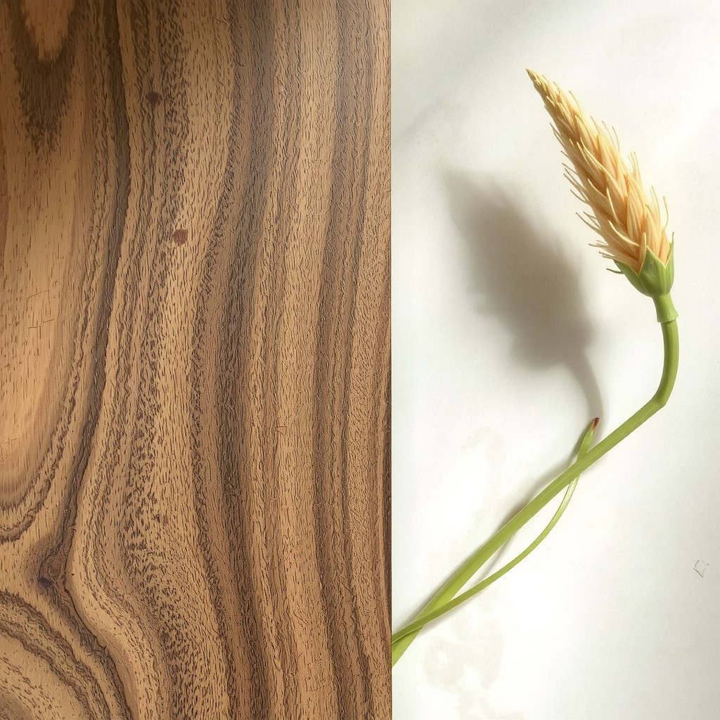 Close up of raw wood textures and stone surfaces