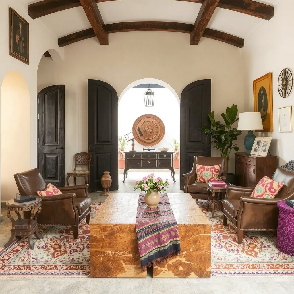 Conversation area with leather equipal chairs