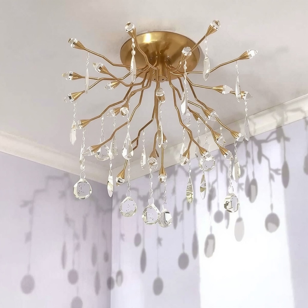 Whimsical branch-like ceiling fixture