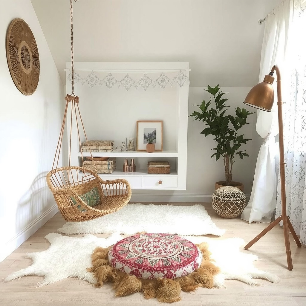 A cozy asymmetrical reading nook