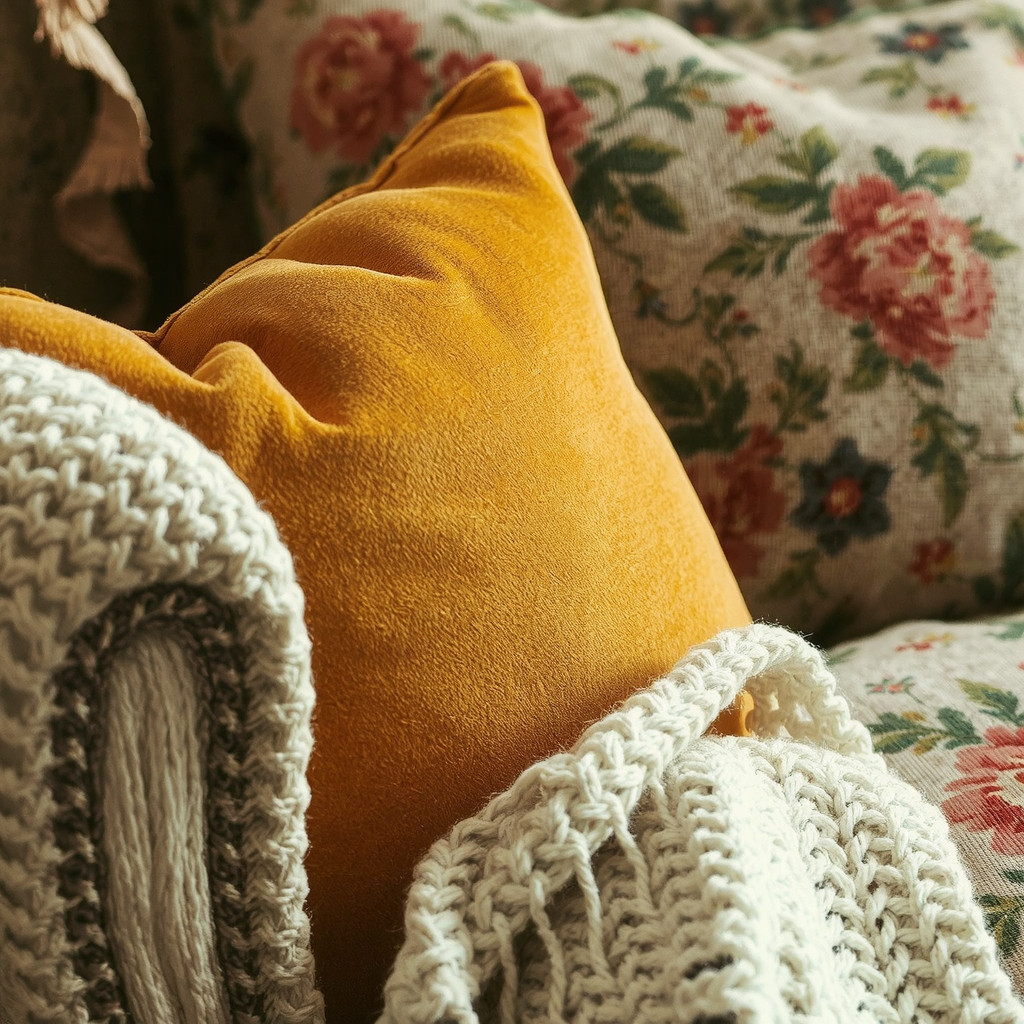 Close up of mixed textures and patterned fabrics