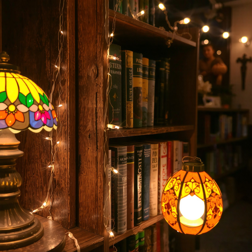 Magical lighting with lanterns and warm glow