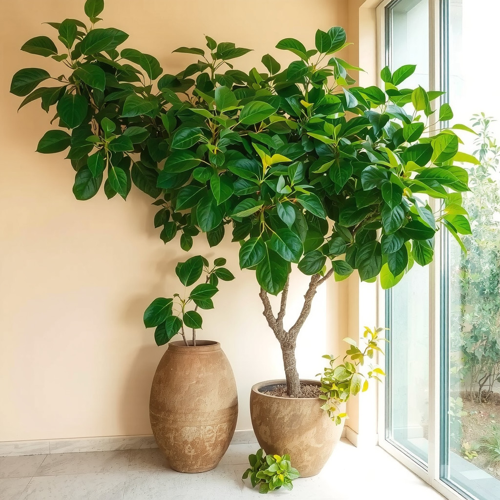 Large indoor plant in a terracotta pot