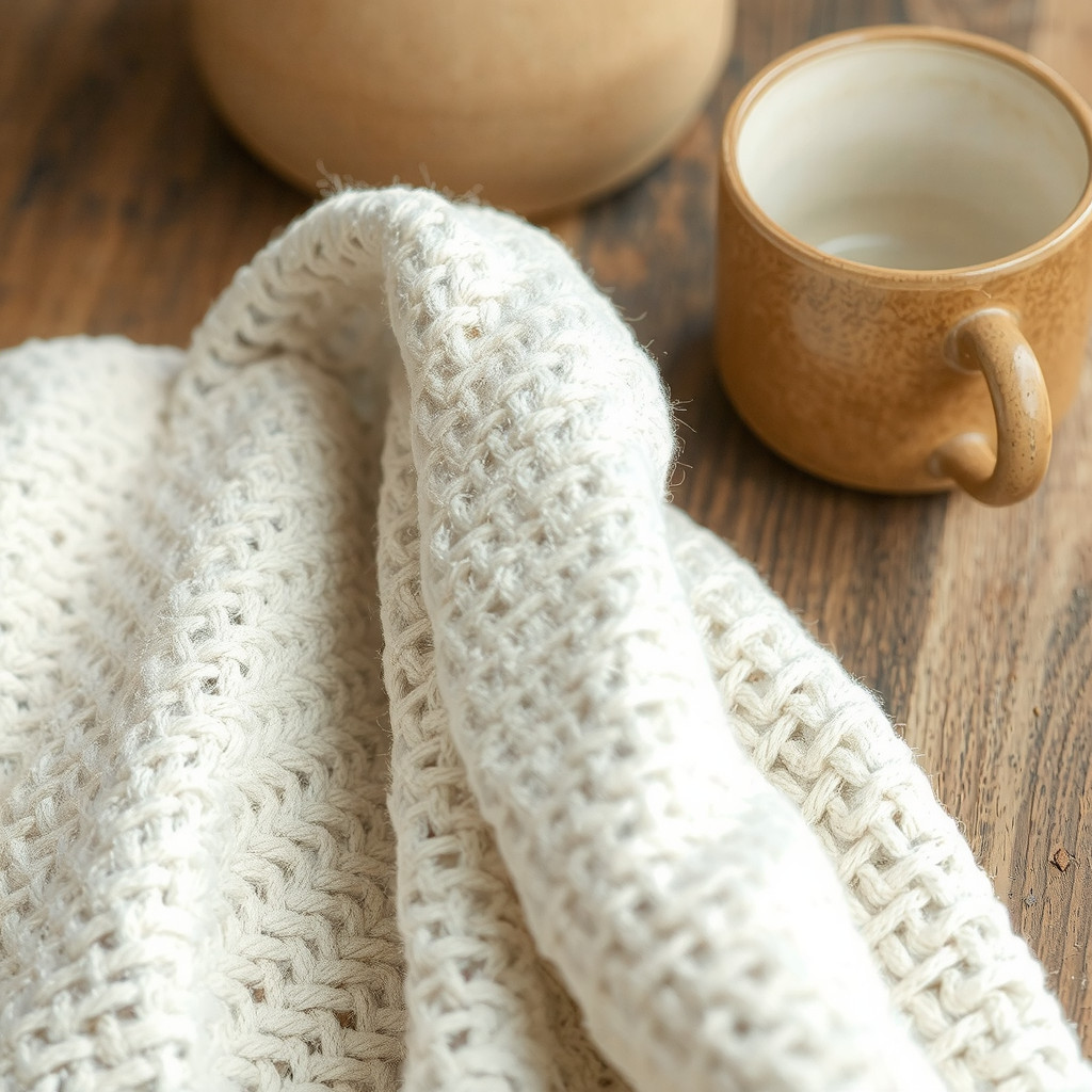 Close up of linen textures and raw wood grain