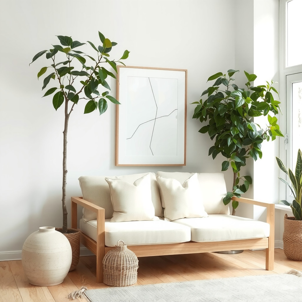 Greenery framing wall decor