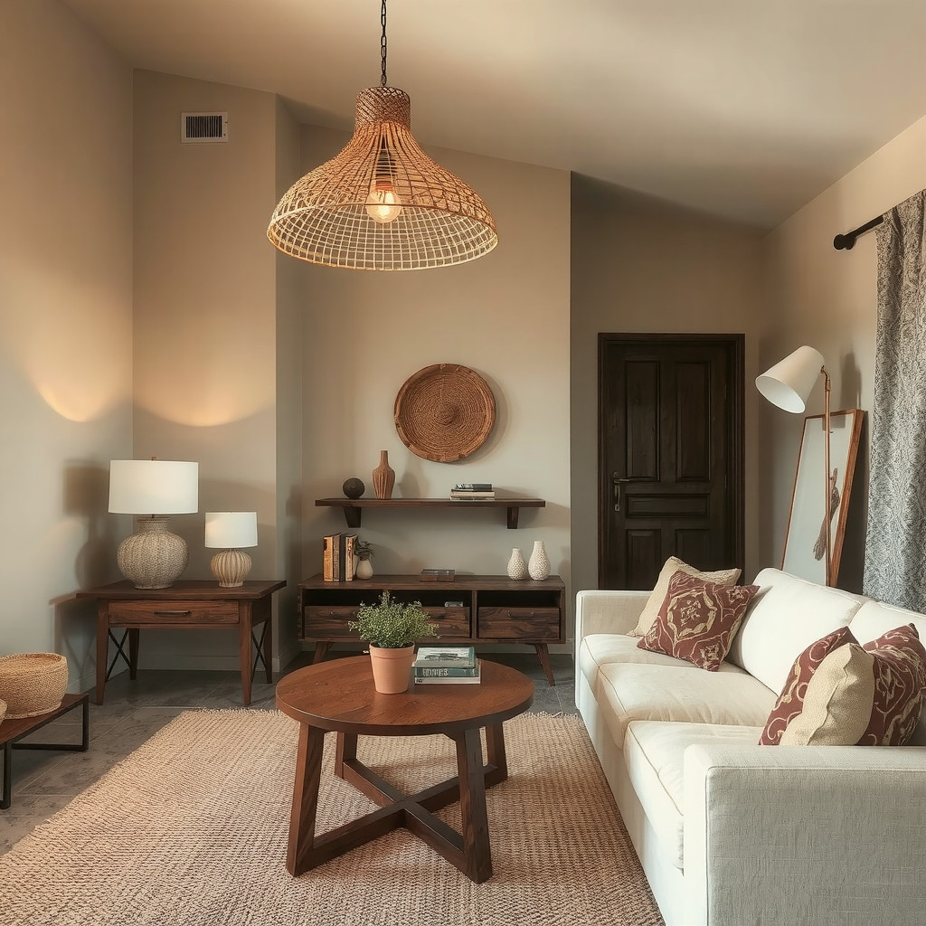 Layered earthy lighting scheme