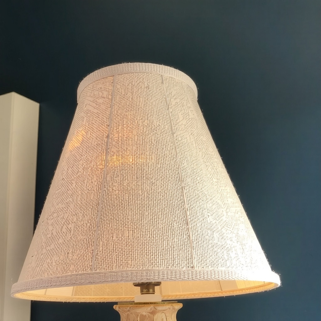 Textured ceramic lamp base with linen shade