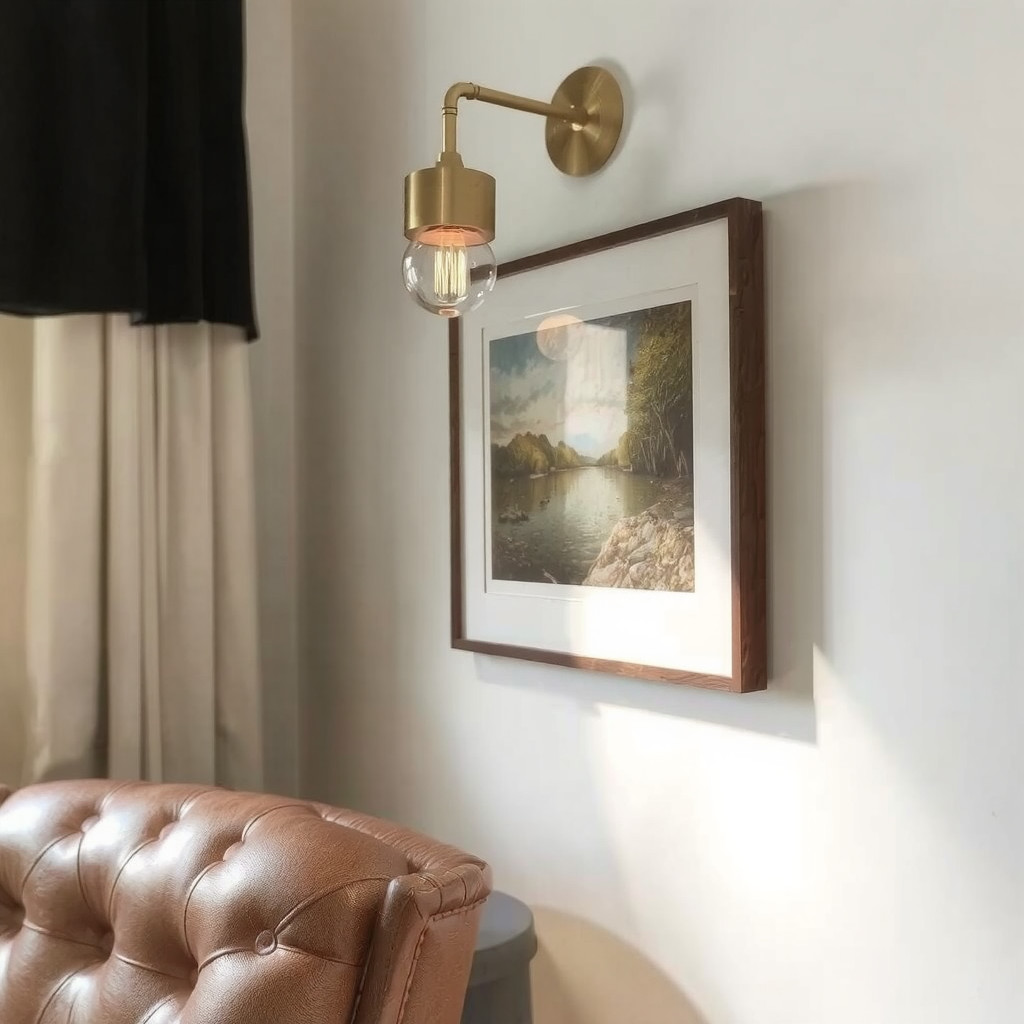 Plug-in wall sconce illuminating art