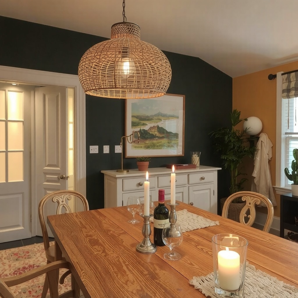 Warm ambient dining room lighting