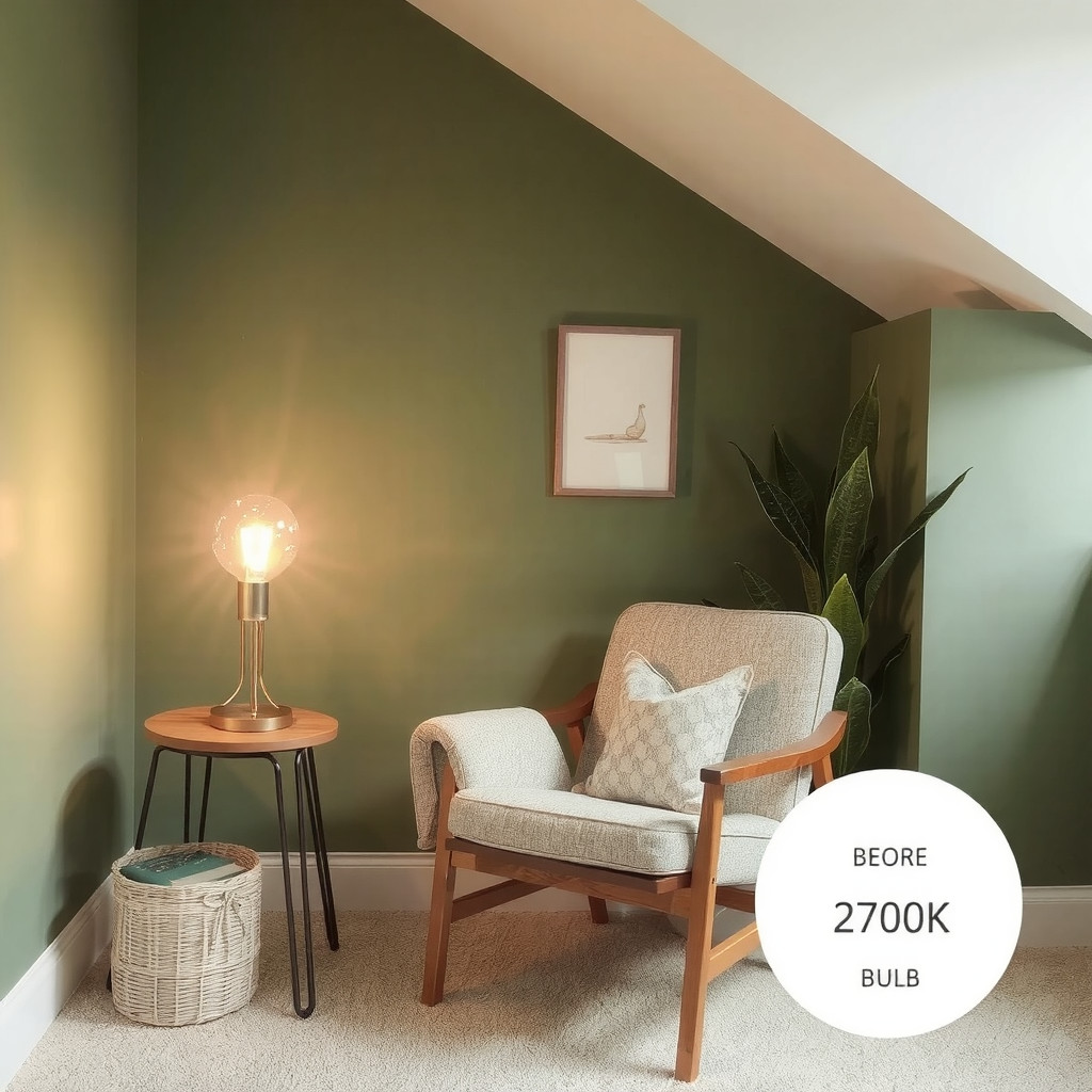 Cozy reading nook with warm light