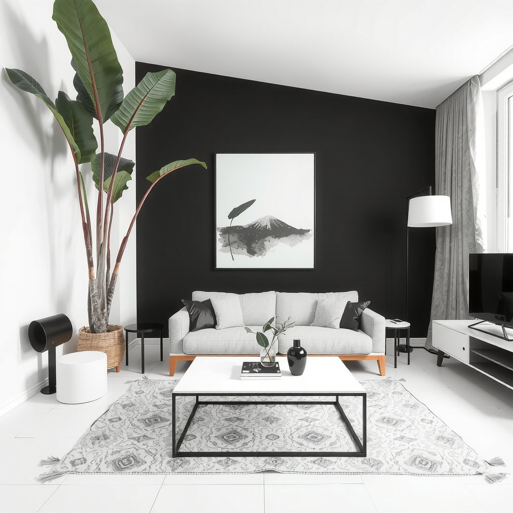 A statement plant in a living room