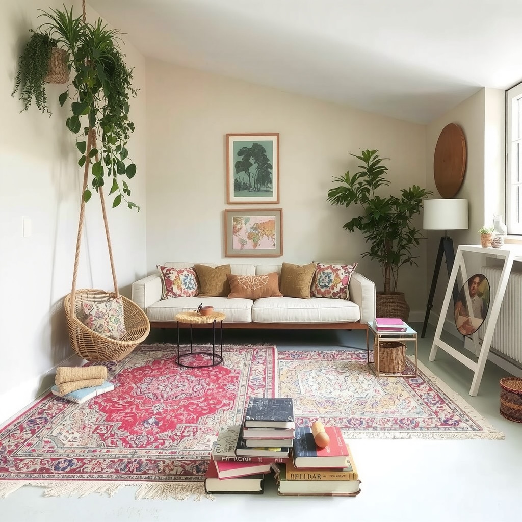 A cozy asymmetrical reading nook