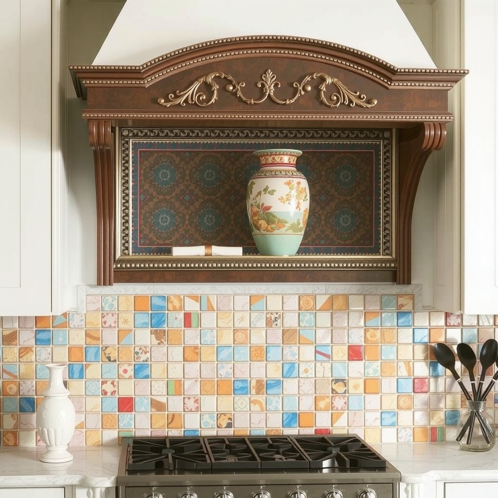 Decorative range hood with a vase