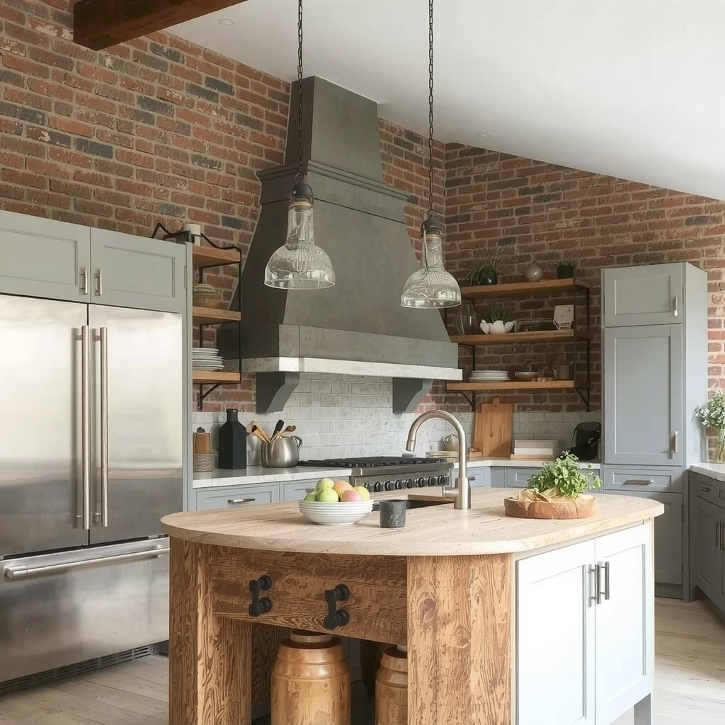 Pendant lights over a kitchen island