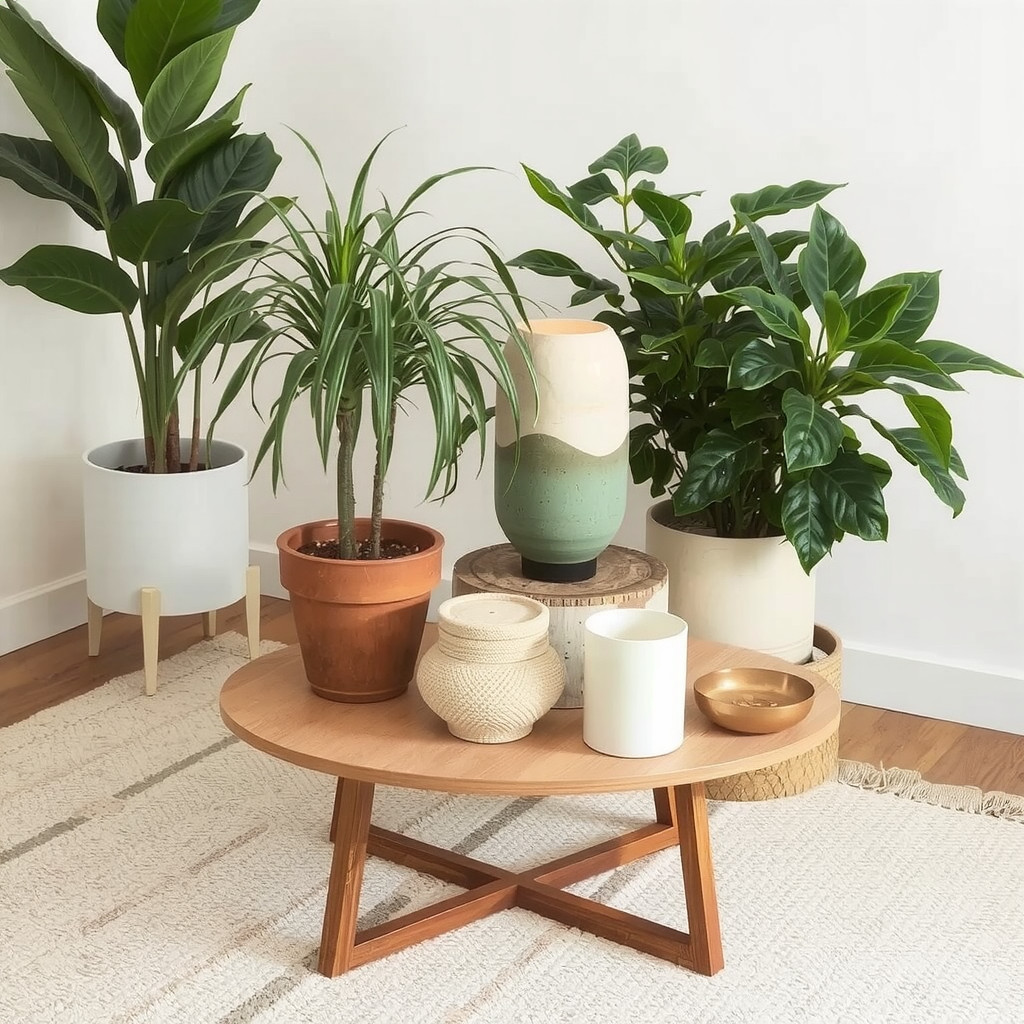 Group of three plants of varying sizes