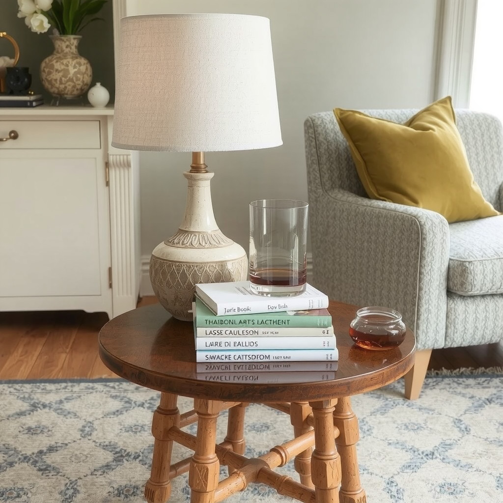 Close view of lamps, textiles, and finishes