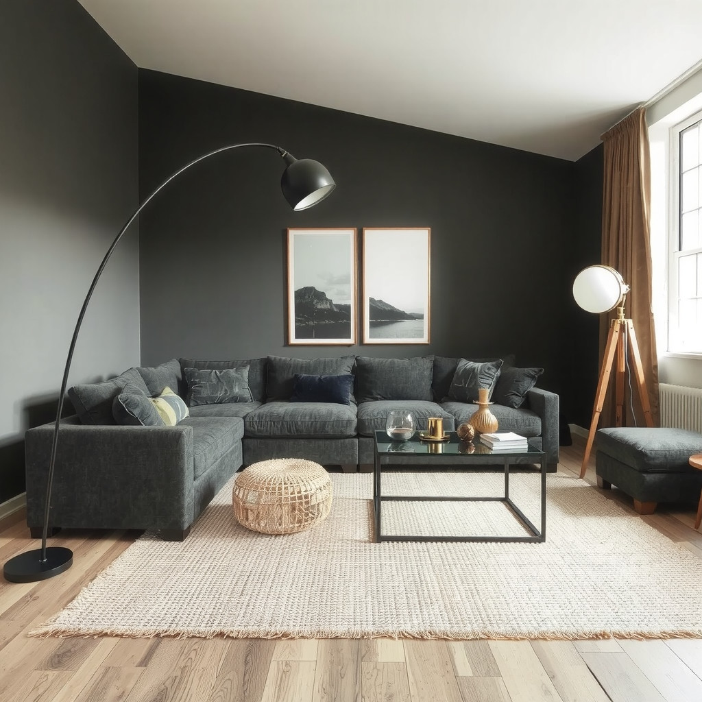 Floor lamp beside sofa