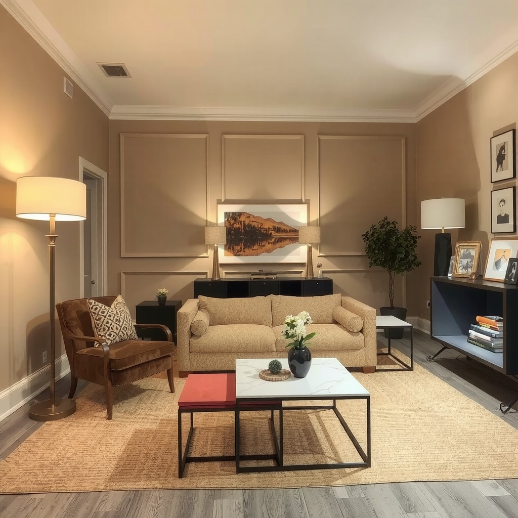 Lit artwork focal wall