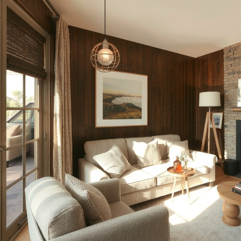 Warm layered lighting in a cozy living room