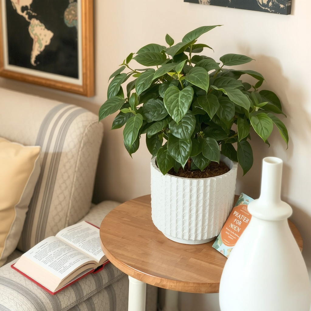 Prayer plant on side table