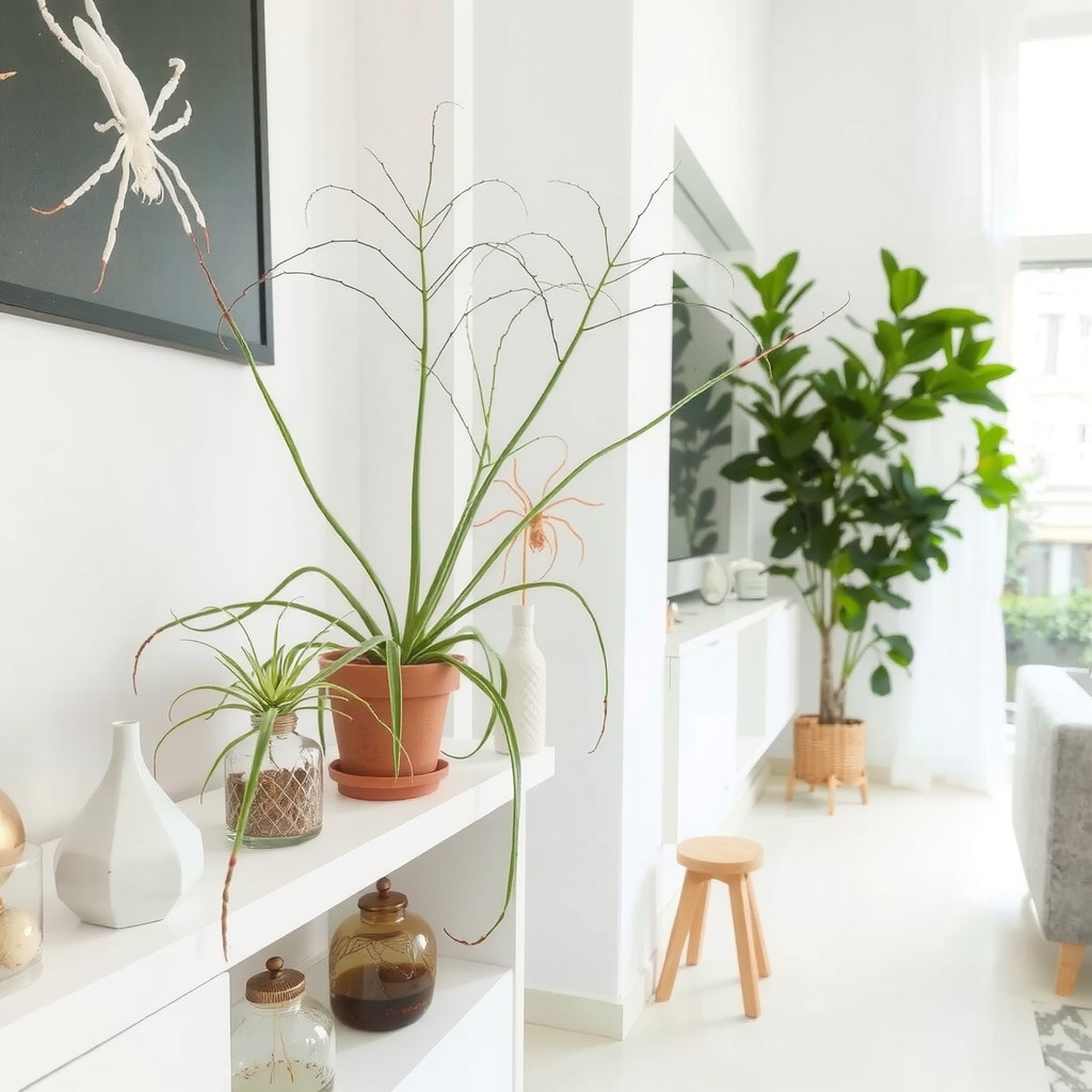 Spider plant on shelf