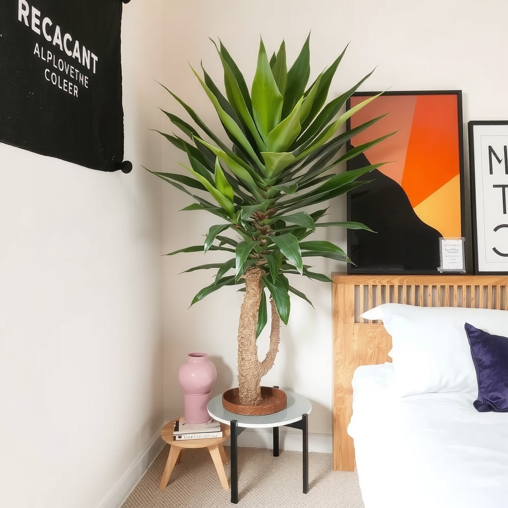 Dracaena plant in a bedroom corner