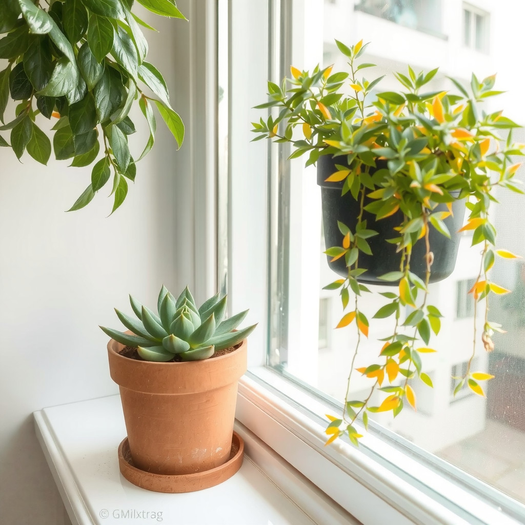 Succulent plant on a windowsill