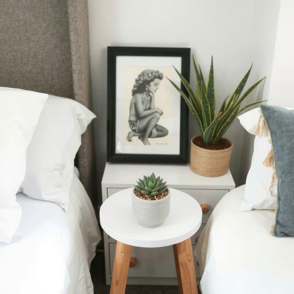 Succulent on a bedside table